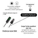 Carregador veicular com EXTENSOR USB